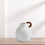 Maxbell Ceramic White Flower Vase for Living Room Decor Coffee Table Decor Bookshelf 18.5cmx20cm