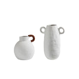 Maxbell Ceramic White Flower Vase for Living Room Decor Coffee Table Decor Bookshelf 18.5cmx20cm