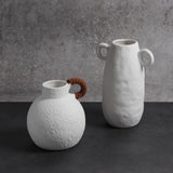 Maxbell Ceramic White Flower Vase for Living Room Decor Coffee Table Decor Bookshelf 18.5cmx20cm