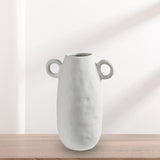 Maxbell Ceramic White Flower Vase for Living Room Decor Coffee Table Decor Bookshelf 20cmx27.5cm