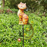 Maxbell Animal Rocker Garden Stake Entryway Porch Yard Lover Gift Farm Art Sculpture Cat 26x12x145cm