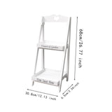 Maxbell Foldable Wooden Plant Stand 2 Tier Flower Pot Holder for Office Garden White