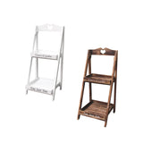 Maxbell Foldable Wooden Plant Stand 2 Tier Flower Pot Holder for Office Garden White