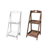 Maxbell Foldable Wooden Plant Stand 2 Tier Flower Pot Holder for Office Garden White