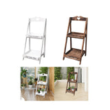 Maxbell Foldable Wooden Plant Stand 2 Tier Flower Pot Holder for Office Garden White