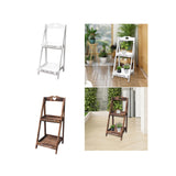 Maxbell Foldable Wooden Plant Stand 2 Tier Flower Pot Holder for Office Garden White
