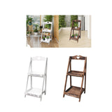 Maxbell Foldable Wooden Plant Stand 2 Tier Flower Pot Holder for Office Garden White
