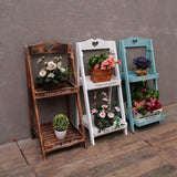 Maxbell Foldable Wooden Plant Stand 2 Tier Flower Pot Holder for Office Garden White