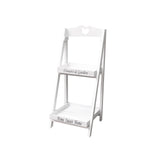 Maxbell Foldable Wooden Plant Stand 2 Tier Flower Pot Holder for Office Garden White