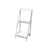 Maxbell Foldable Wooden Plant Stand 2 Tier Flower Pot Holder for Office Garden White