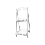 Maxbell Foldable Wooden Plant Stand 2 Tier Flower Pot Holder for Office Garden White