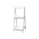 Maxbell Foldable Wooden Plant Stand 2 Tier Flower Pot Holder for Office Garden White