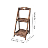 Maxbell Foldable Wooden Plant Stand 2 Tier Flower Pot Holder for Office Garden Wooden