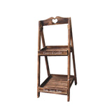 Maxbell Foldable Wooden Plant Stand 2 Tier Flower Pot Holder for Office Garden Wooden