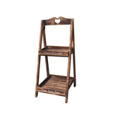 Maxbell Foldable Wooden Plant Stand 2 Tier Flower Pot Holder for Office Garden Wooden