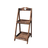 Maxbell Foldable Wooden Plant Stand 2 Tier Flower Pot Holder for Office Garden Wooden