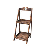 Maxbell Foldable Wooden Plant Stand 2 Tier Flower Pot Holder for Office Garden Wooden