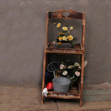 Maxbell Foldable Wooden Plant Stand 2 Tier Flower Pot Holder for Office Garden Wooden