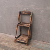 Maxbell Foldable Wooden Plant Stand 2 Tier Flower Pot Holder for Office Garden Wooden