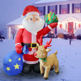 Maxbell 6ft Christmas Santa Claus Blow up Decoration EU 220V Adorable for Porch Lawn
