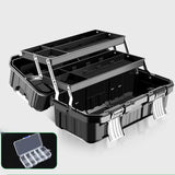 Maxbell 19inch 3 Tiers Foldable Storage Tool Box 43x22.5x20cm for Warehouse Lockable