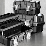 Maxbell 19inch 3 Tiers Foldable Storage Tool Box 43x22.5x20cm for Warehouse Lockable
