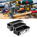 Maxbell 19inch 3 Tiers Foldable Storage Tool Box 43x22.5x20cm for Warehouse Lockable