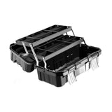 Maxbell 21inch 3 Tiers Foldable Storage Tool Box 49x27x24.5cm Sturdy Multifunctional