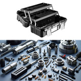 Maxbell 21inch 3 Tiers Foldable Storage Tool Box 49x27x24.5cm Sturdy Multifunctional