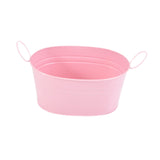 Metal Planter with Handles Portable Early Education Toy Small Iron Plant Pot Pink