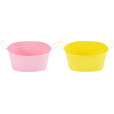 Metal Planter with Handles Portable Early Education Toy Small Iron Plant Pot Pink