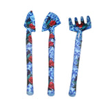 Maxbell 3Pcs Mini Garden Tools Kit Iron with Spades and Rake for Greenhouse Gardener Blue