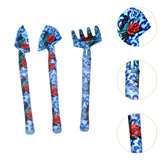 Maxbell 3Pcs Mini Garden Tools Kit Iron with Spades and Rake for Greenhouse Gardener Blue
