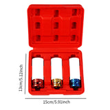 1/2-inch Thin Wall Impact Deep Lug Nut Socket Set Wheel Protector Color Coded Red Box