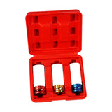 1/2-inch Thin Wall Impact Deep Lug Nut Socket Set Wheel Protector Color Coded Red Box