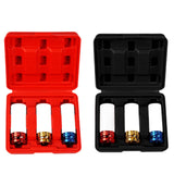 1/2-inch Thin Wall Impact Deep Lug Nut Socket Set Wheel Protector Color Coded Red Box