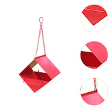 Maxbell Outdoor Hanging Bird Feeder for Cardinals Finch Rainproof Square Shaped Red