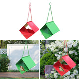 Maxbell Outdoor Hanging Bird Feeder for Cardinals Finch Rainproof Square Shaped Red