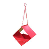 Maxbell Outdoor Hanging Bird Feeder for Cardinals Finch Rainproof Square Shaped Red