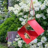 Maxbell Outdoor Hanging Bird Feeder for Cardinals Finch Rainproof Square Shaped Red