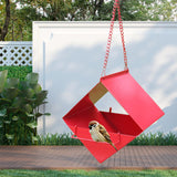 Maxbell Outdoor Hanging Bird Feeder for Cardinals Finch Rainproof Square Shaped Red