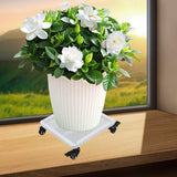 Maxbell Movable Plantpot Tray Heavy Duty Pot Trolley for Patio Indoor Outdoor Garden White