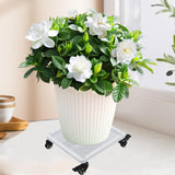 Maxbell Movable Plantpot Tray Heavy Duty Pot Trolley for Patio Indoor Outdoor Garden White