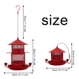 Maxbell Iron Bird Feeder Lawn Yard Double Layer Hanging Birdfeeder Weather Resistant Red