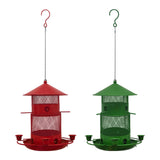 Maxbell Iron Bird Feeder Lawn Yard Double Layer Hanging Birdfeeder Weather Resistant Red