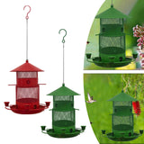 Maxbell Iron Bird Feeder Lawn Yard Double Layer Hanging Birdfeeder Weather Resistant Red