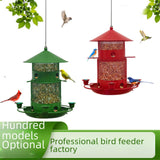 Maxbell Iron Bird Feeder Lawn Yard Double Layer Hanging Birdfeeder Weather Resistant Red