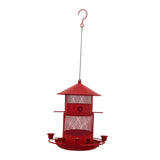 Maxbell Iron Bird Feeder Lawn Yard Double Layer Hanging Birdfeeder Weather Resistant Red