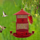 Maxbell Iron Bird Feeder Lawn Yard Double Layer Hanging Birdfeeder Weather Resistant Red