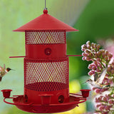 Maxbell Iron Bird Feeder Lawn Yard Double Layer Hanging Birdfeeder Weather Resistant Red